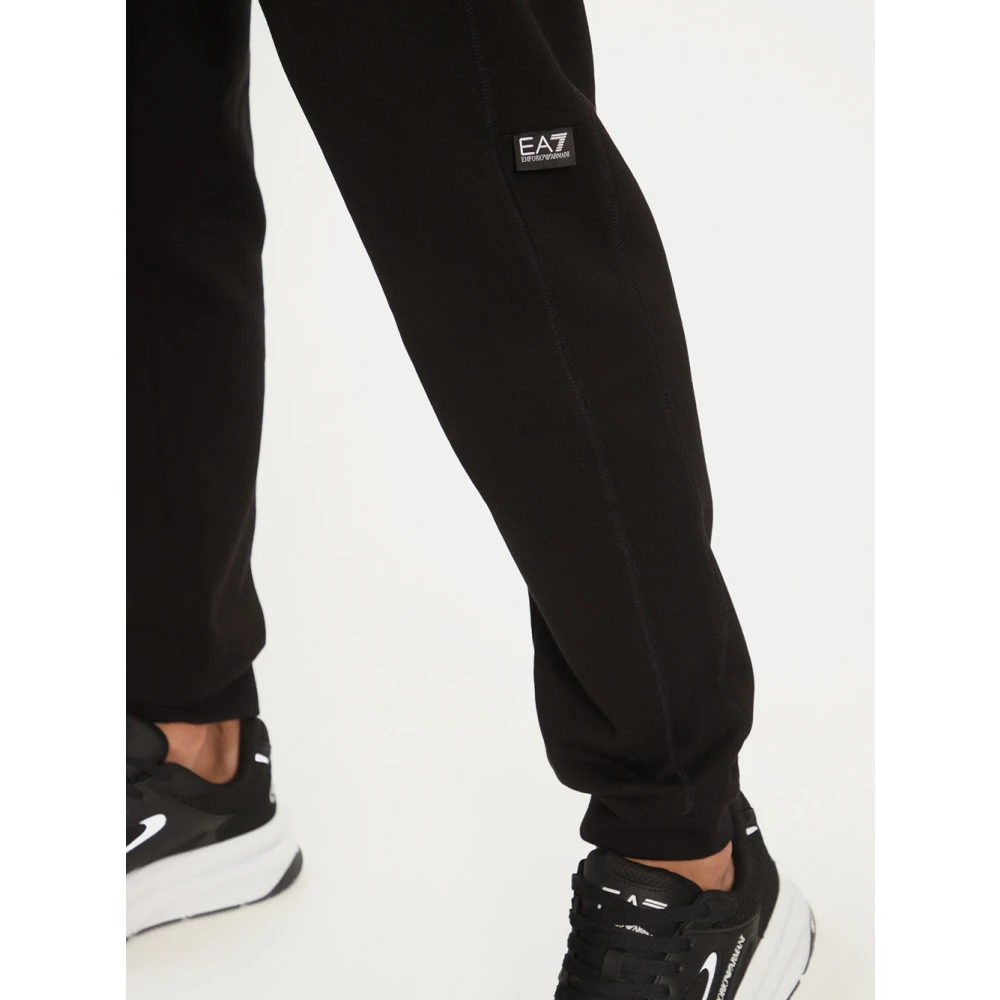 Emporio Armani EA7 Zwarte Broek Regular Fit Elastische Taille Black Heren