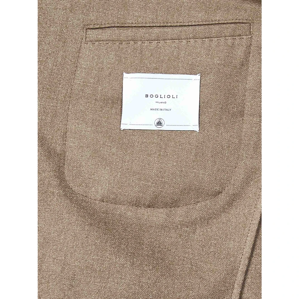Boglioli Bruine Wolblend Single-Breasted Blazer Brown Heren