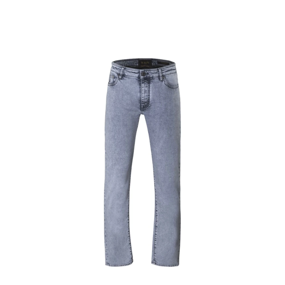 Moorer Men's Blue Slim Fit Jeans, W34, Italian Crafted Denim Trousers