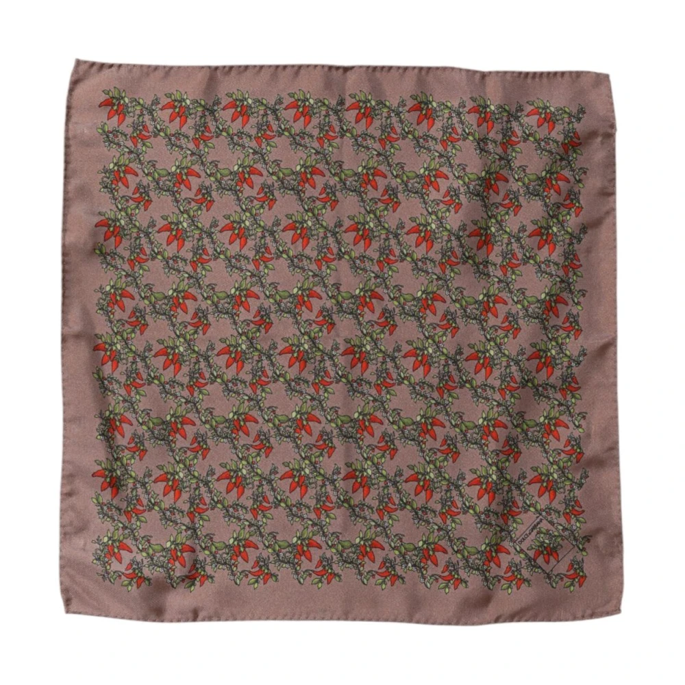 Dolce & Gabbana Men's Brown Handkerchiefs, One Size, Luxury Silk Logo Foulard Scarf