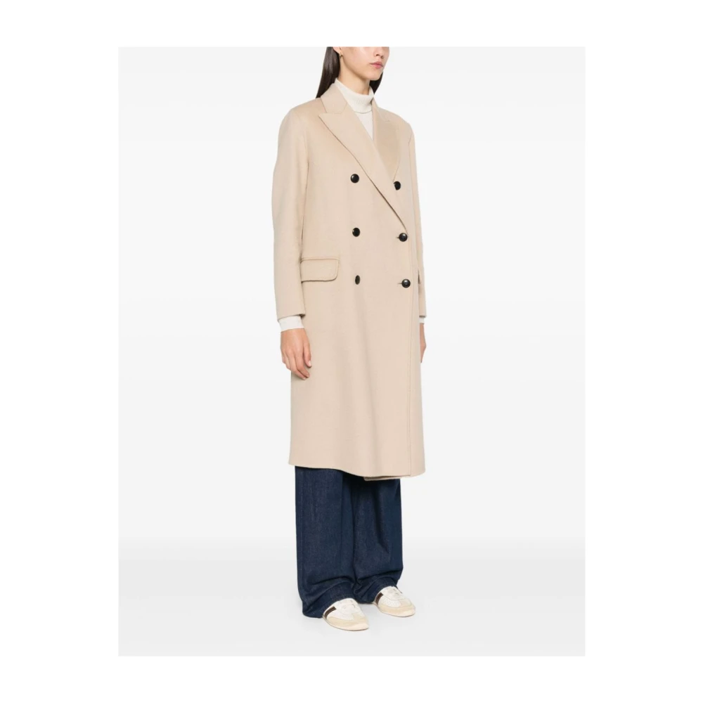 Paltò Beige Wollen Blend Double-Breasted Jas Beige Dames