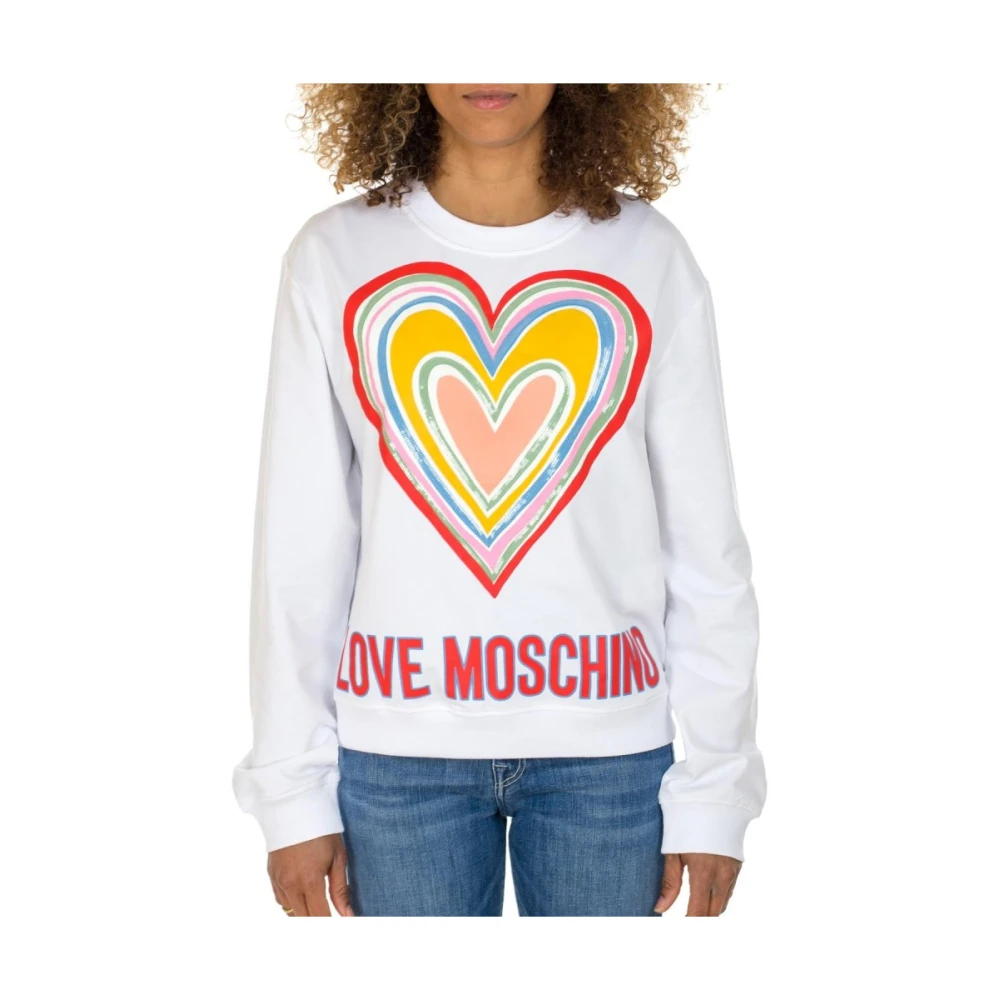 Love Moschino Kleurrijk Hart Ontwerp Sweatshirt White Dames