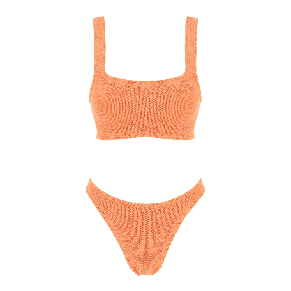 Hunza G Gekreukelde Stretch Tweedelige Bikini Set Orange Dames