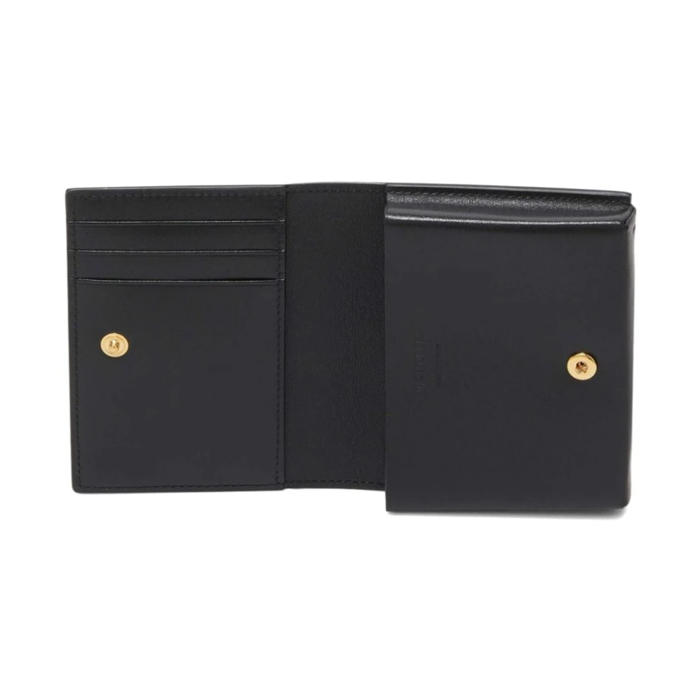 Jil Sander Zwarte Leren Portemonnee met Logostempel Black Dames