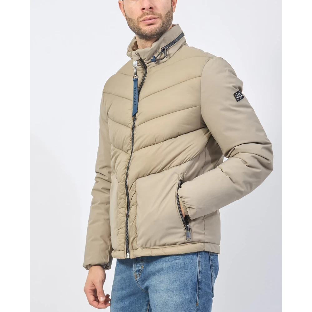 YES ZEE Beige Gewatteerde Fullzip Jas Beige Heren