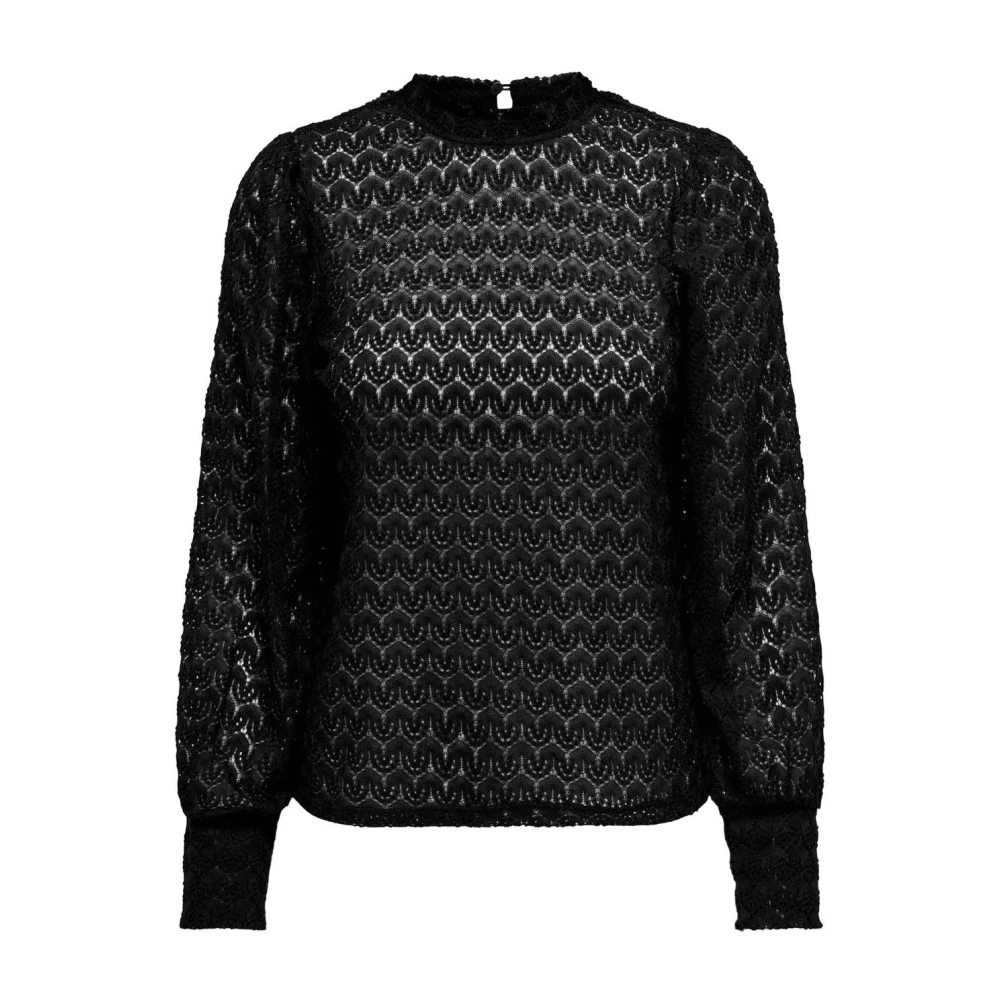 Jacqueline de Yong Zwarte Kant Lange Mouw Top Black Dames