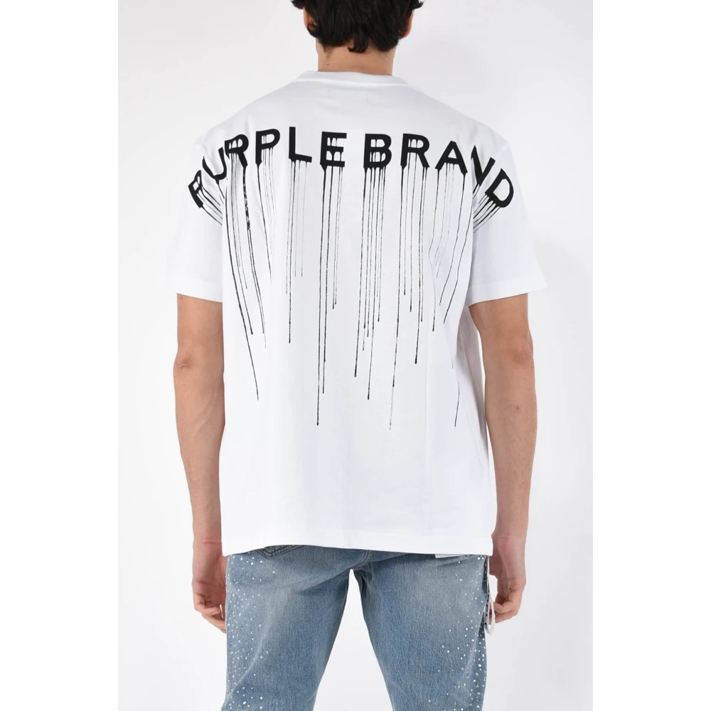 Purple Brand Katoenen Jersey T-shirt met Oversized Pasvorm White Heren