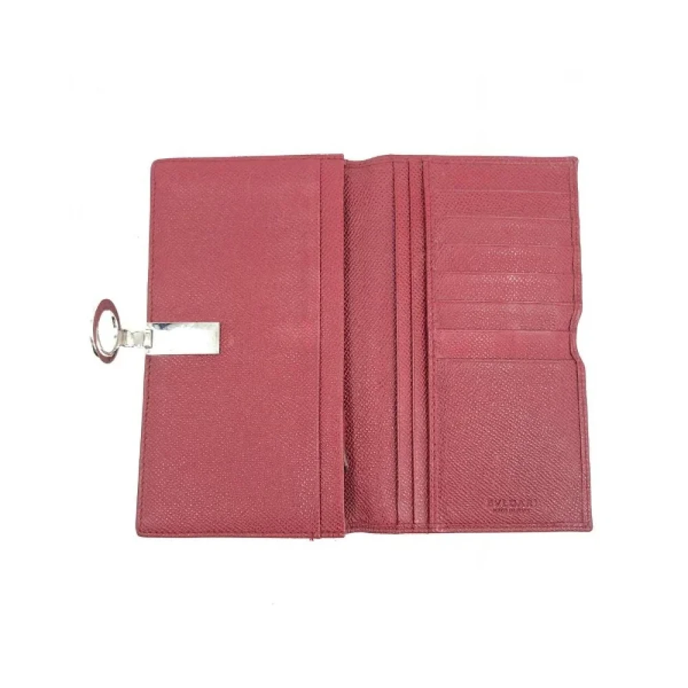 Bvlgari Vintage Pre-owned Leather wallets Red Dames