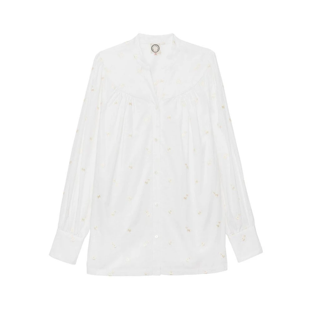 Hvit brodert bluse Ornella