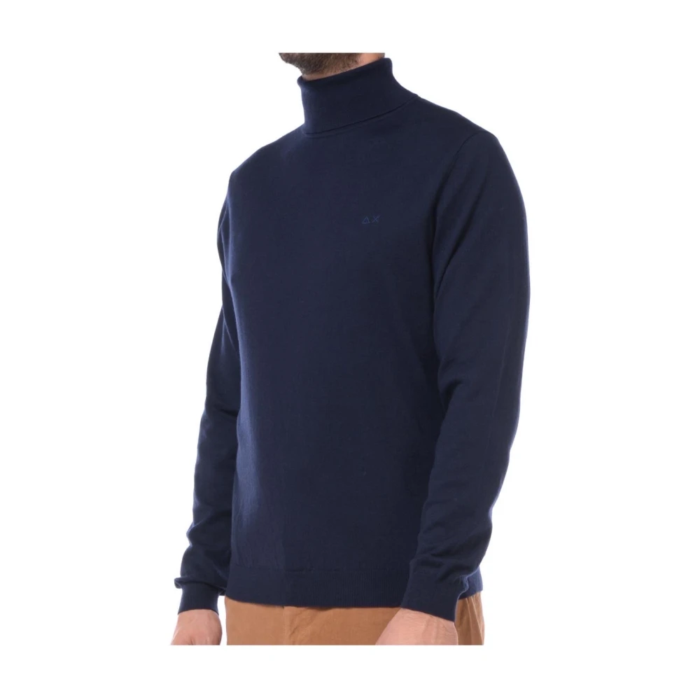 Sun68 Solide Turtle Neck Sweater Blue Heren