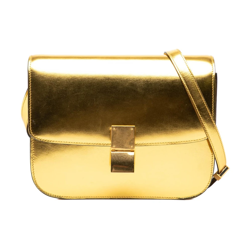 Celine Vintage Women's Yellow Pre-Owned Flap Shoulder Bag