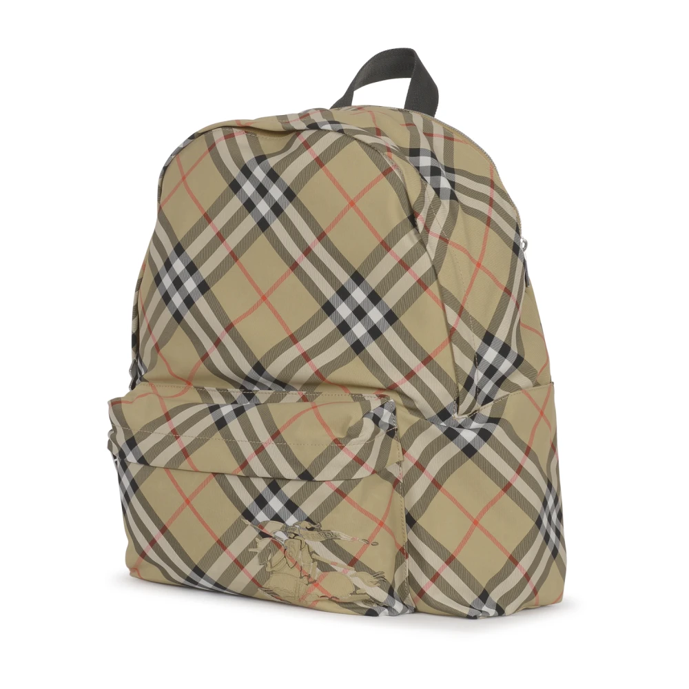 Burberry Geruite Beige Rugzak met Logopatch Beige Heren