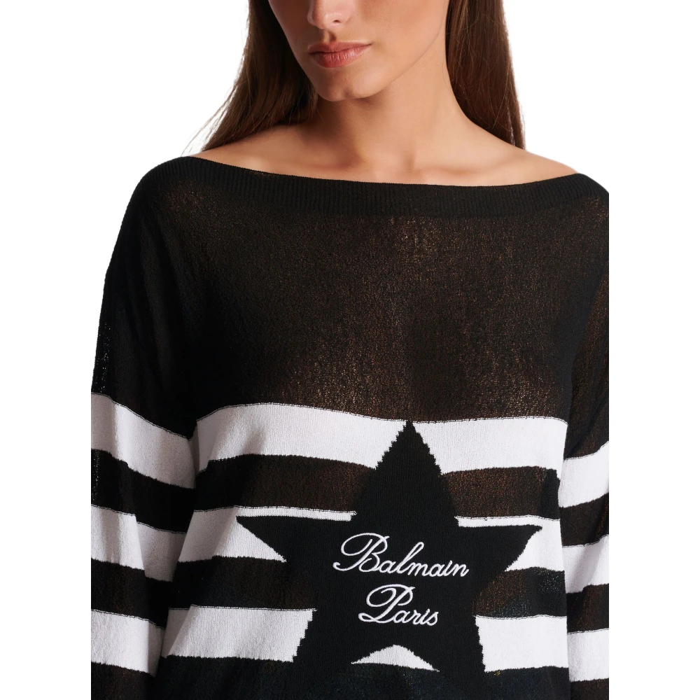 Balmain Bootnektrui met sterrenpatroon Black Dames