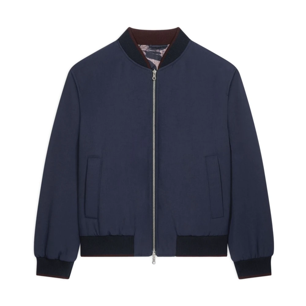 Dries Van Noten Omkeerbare Blauwe Bloemenbomberjas Blue Heren