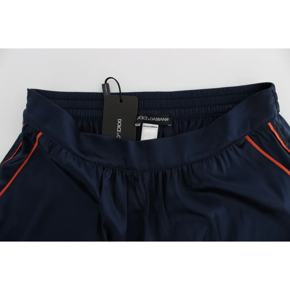 Dolce & Gabbana Elegante Zijden Stretch Mini-Shorts Blue Dames