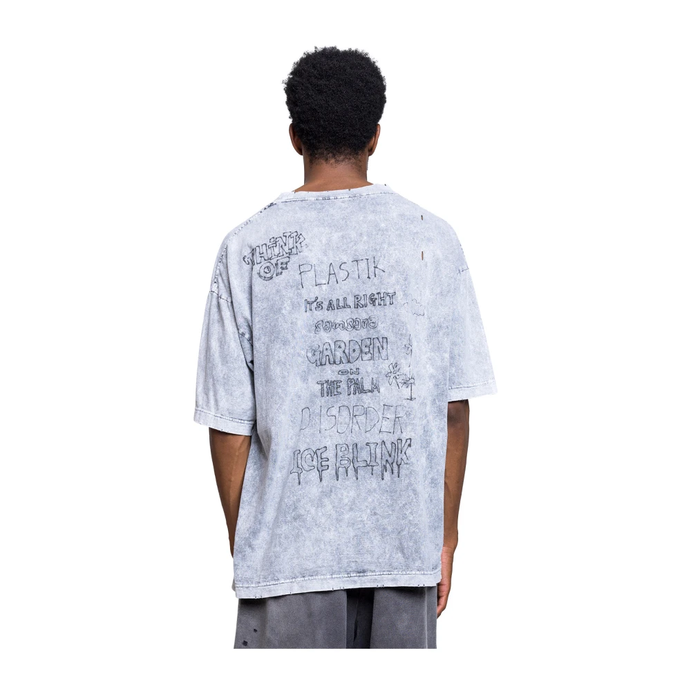 Mihara Yasuhiro Grijze Gebleekte Tee Avant-Garde Stijl Blue Heren