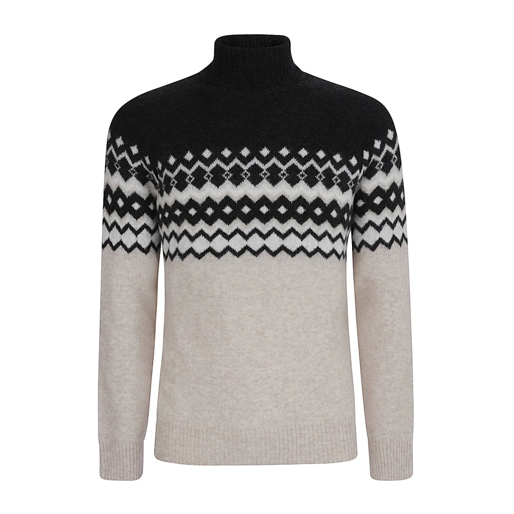 Eleventy Kasjmier Zijde Jacquard Coltrui Trui Multicolor Heren
