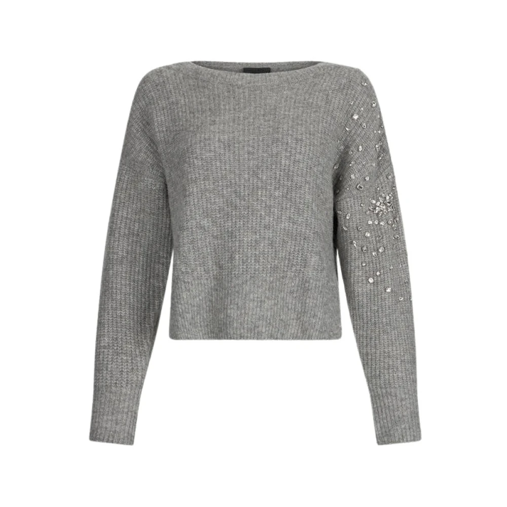 Liu Jo Women's Gray Round-Neck Knitwear, M, Round-Neck Knitwear