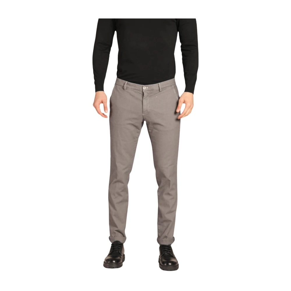 Mason's Milano Style Chino Broek Katoen Stretch Gray Heren