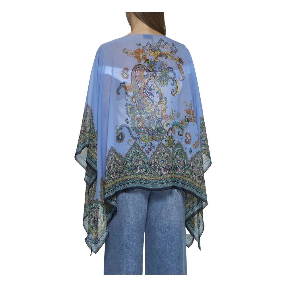 ETRO Blauwe Paisley Print Zijden Top Multicolor Dames