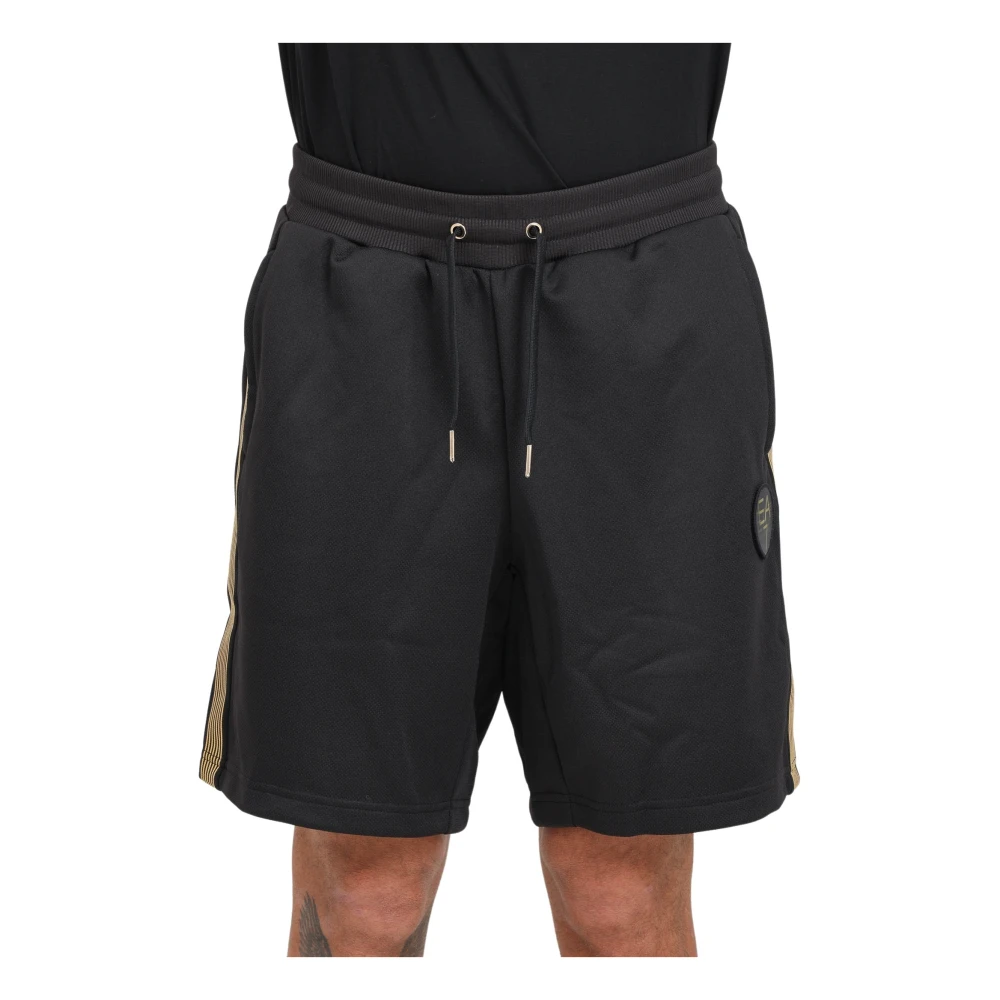 Emporio Armani EA7 Zwarte Voetbal Technische Shorts Regular Fit Black Heren