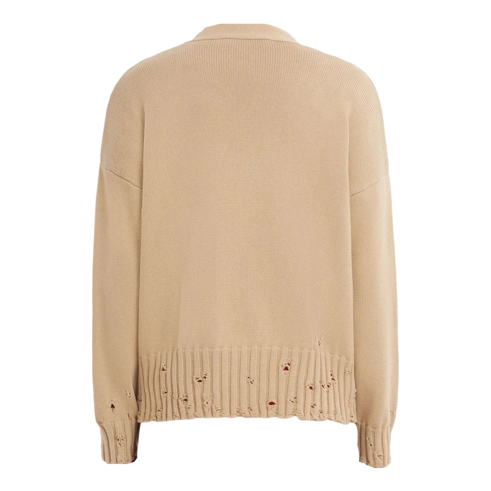 Marni Vintage Gebreide Trui Beige V-Hals Beige Heren