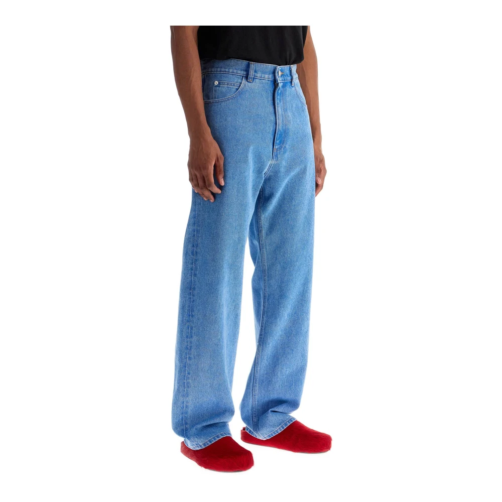 Marni Coated Denim Straight Fit Jeans Blue Heren