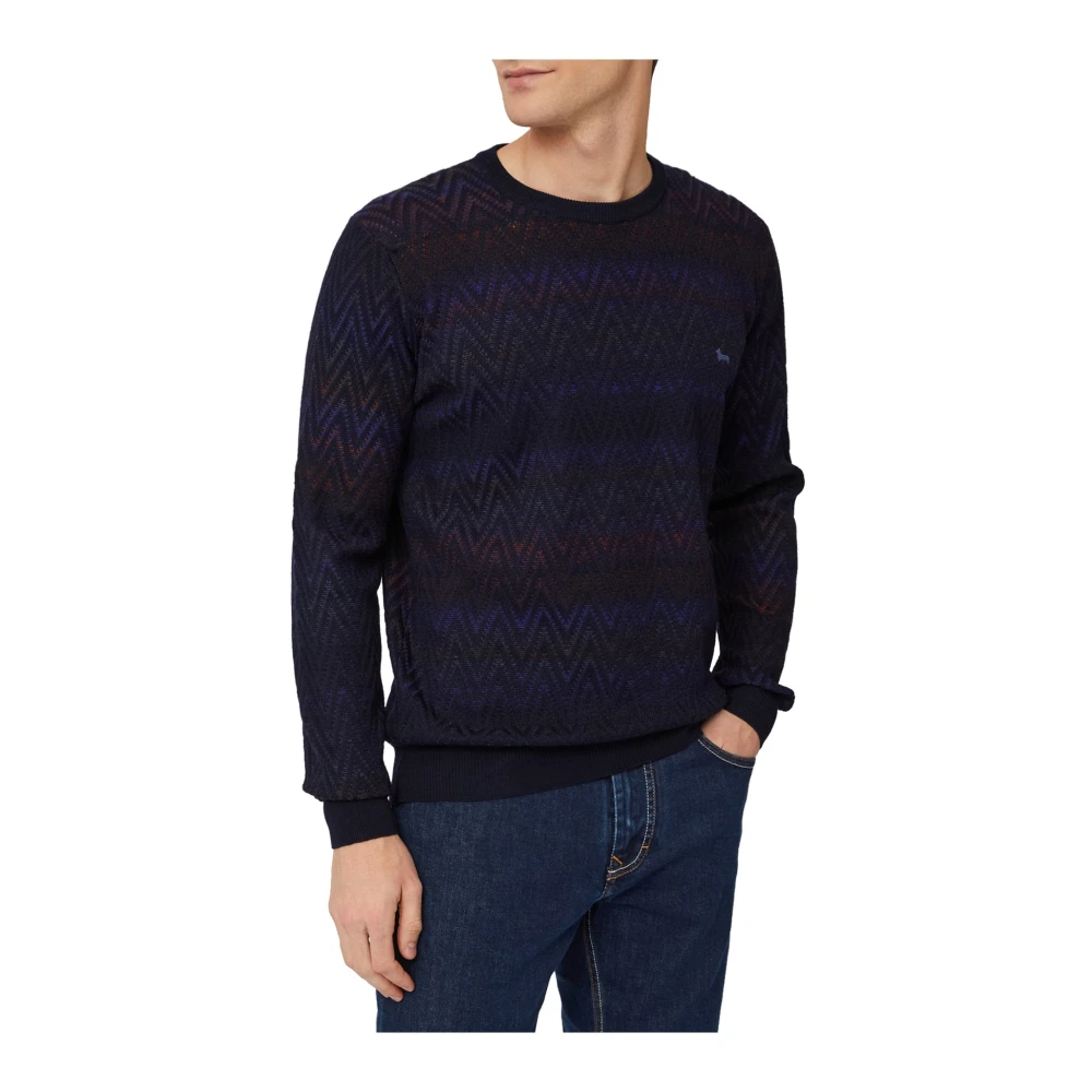 Harmont & Blaine Heren T-shirt met prikkeldraadpatroon Blue Heren