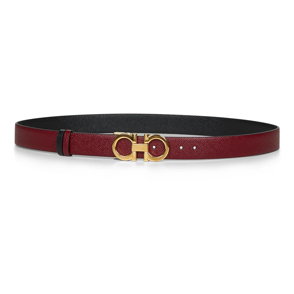 Ferragamo Women's Gold Reversible Leather Belt With Buckle