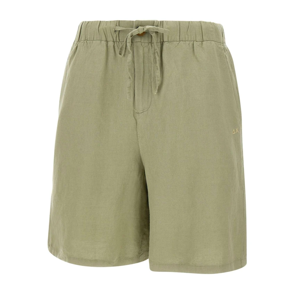 Sun68 Women's Green Linen Drawstring Shorts - Casual Shorts - M - Shorts
