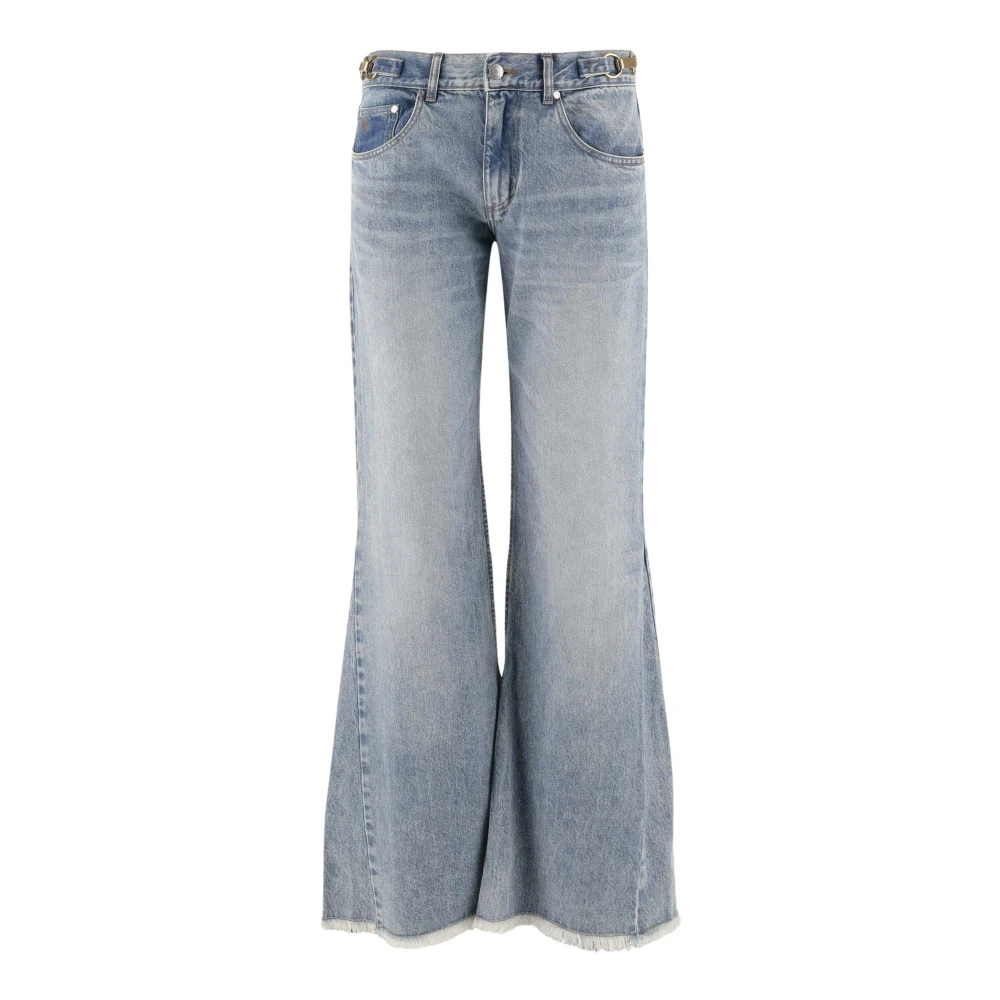 Stella Mccartney Wijde Pijp Denim Jeans met Geborduurd Logo Blue Dames