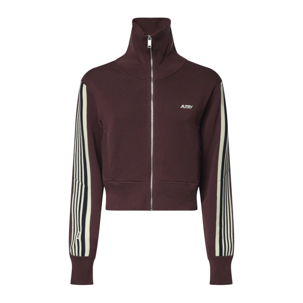 Autry Donna Marrone - Giacca In Viscosa Lavorata A Maglia Con Zip Intera - Sweatshirts & Hoodies - L - Immagine 2