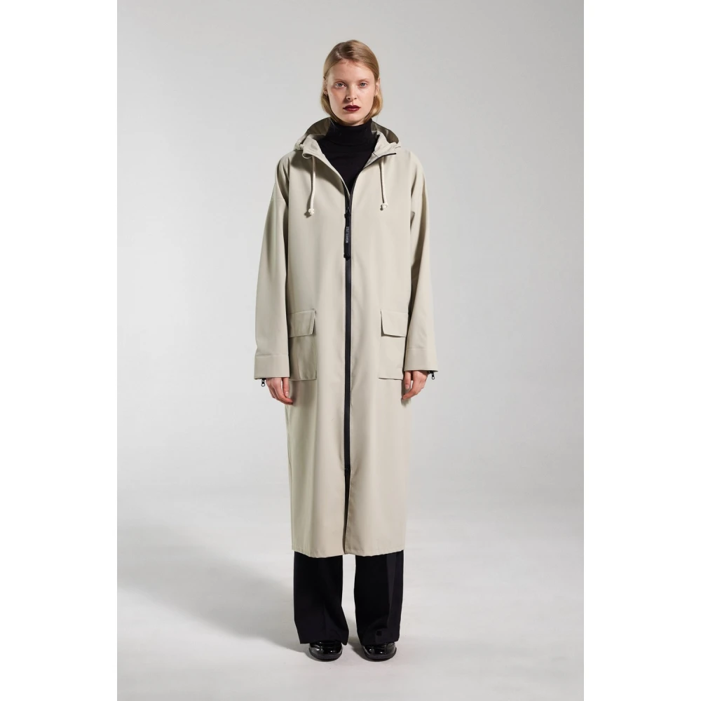 Stutterheim Mat Lang Regenjas met Aqua Guard Rits Beige Dames