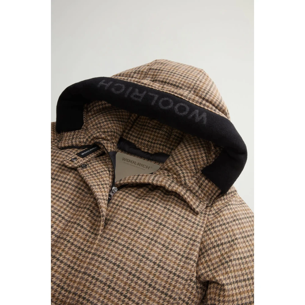 Woolrich Groene Pied De Poule Parka Jas Brown Dames