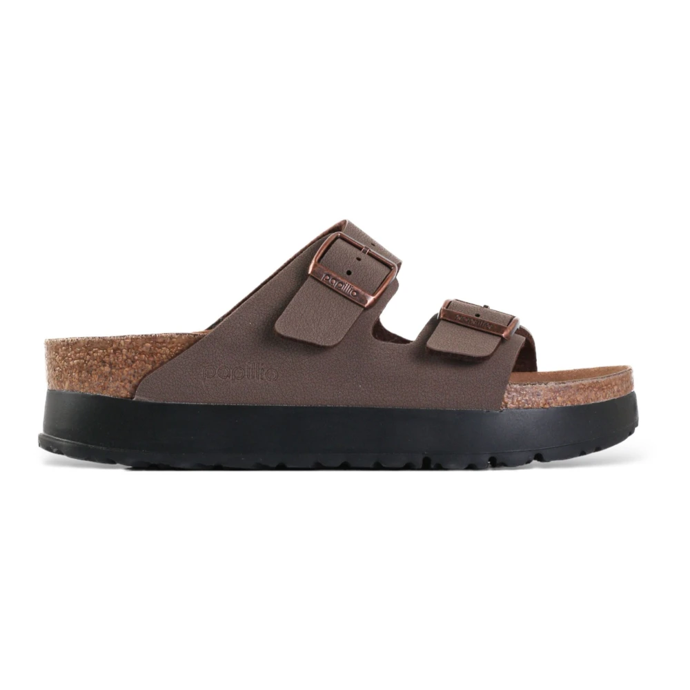 Birkenstock Women's Brown Sliders, 6 Uk, Arizona Pap Flex Platform Birko-Flor Sandals Narrow