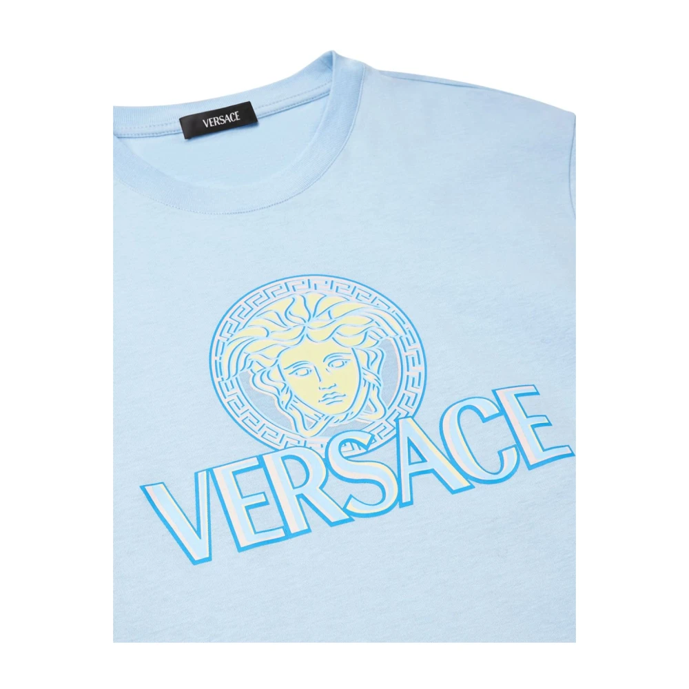 Versace Medusa Head Logo Print Crew Neck Blue Heren