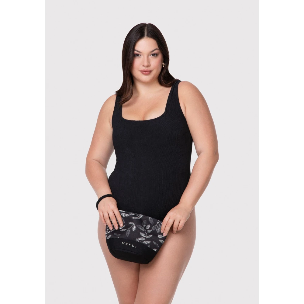 Me-Fui Geëmbosseerde Zwarte Monokini Badpak Black Dames