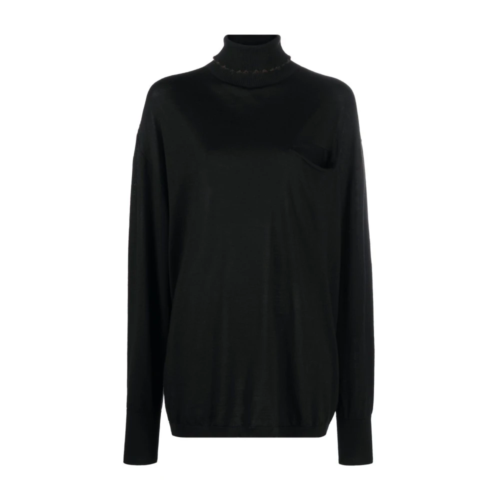 Quira Zwarte Wol Boyfriend-fit Trui Black Dames
