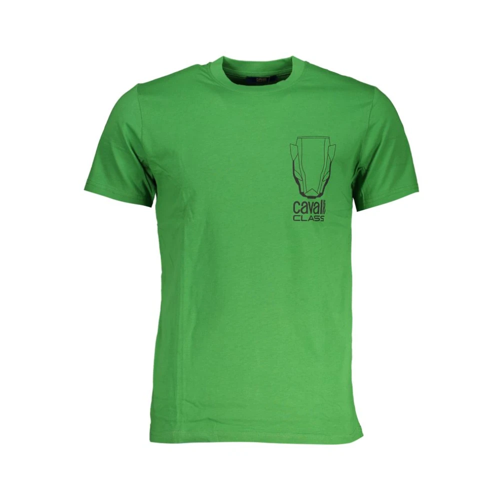 Cavalli Class Print Logo Korte Mouw Tee Green Heren