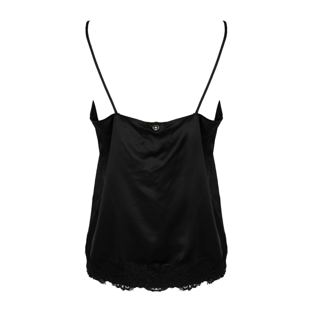 Liu Jo Romantische Kant V-Hals Top Black Dames