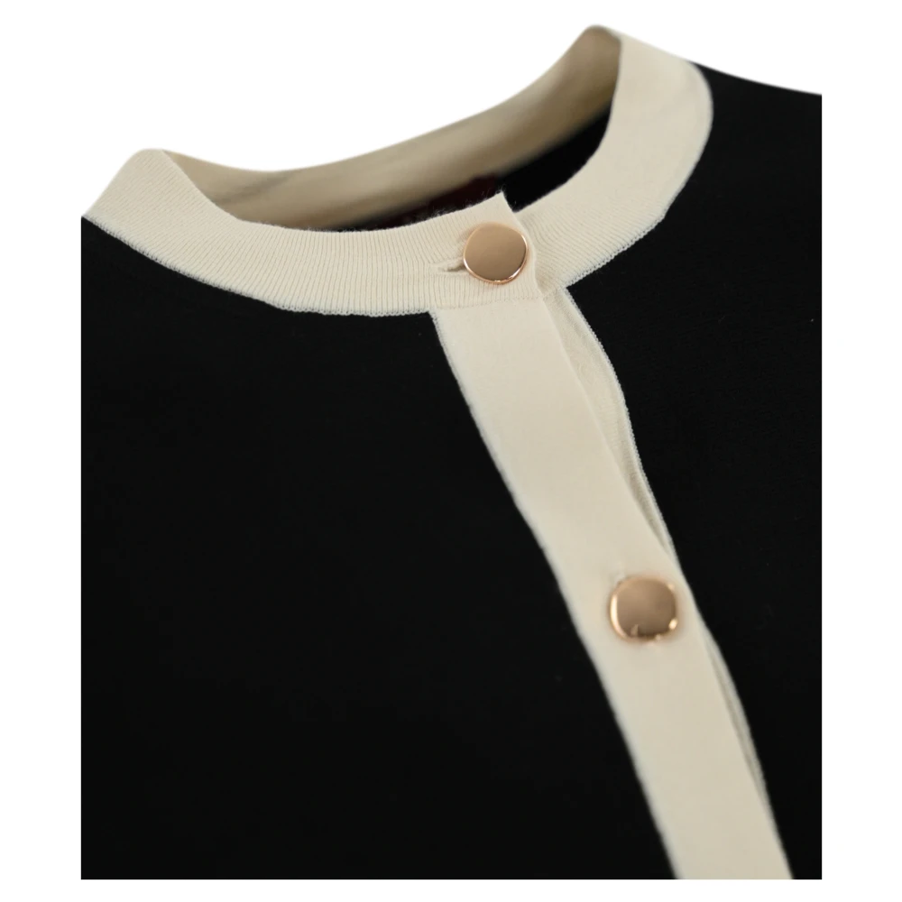 Max Mara Studio Contrast Cropped Viscose Jas Black Dames
