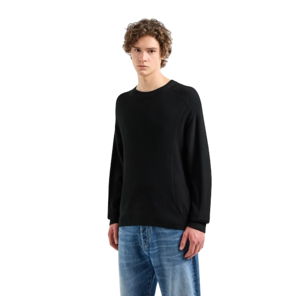 Armani Exchange Crew Neck Wool Blend Sweater Black Heren