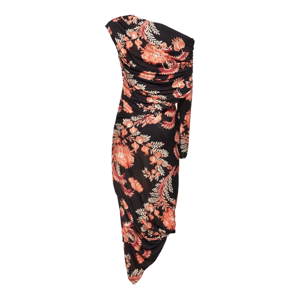 ETRO Zwarte one-shoulder jurk met stijlvolle print Black Dames