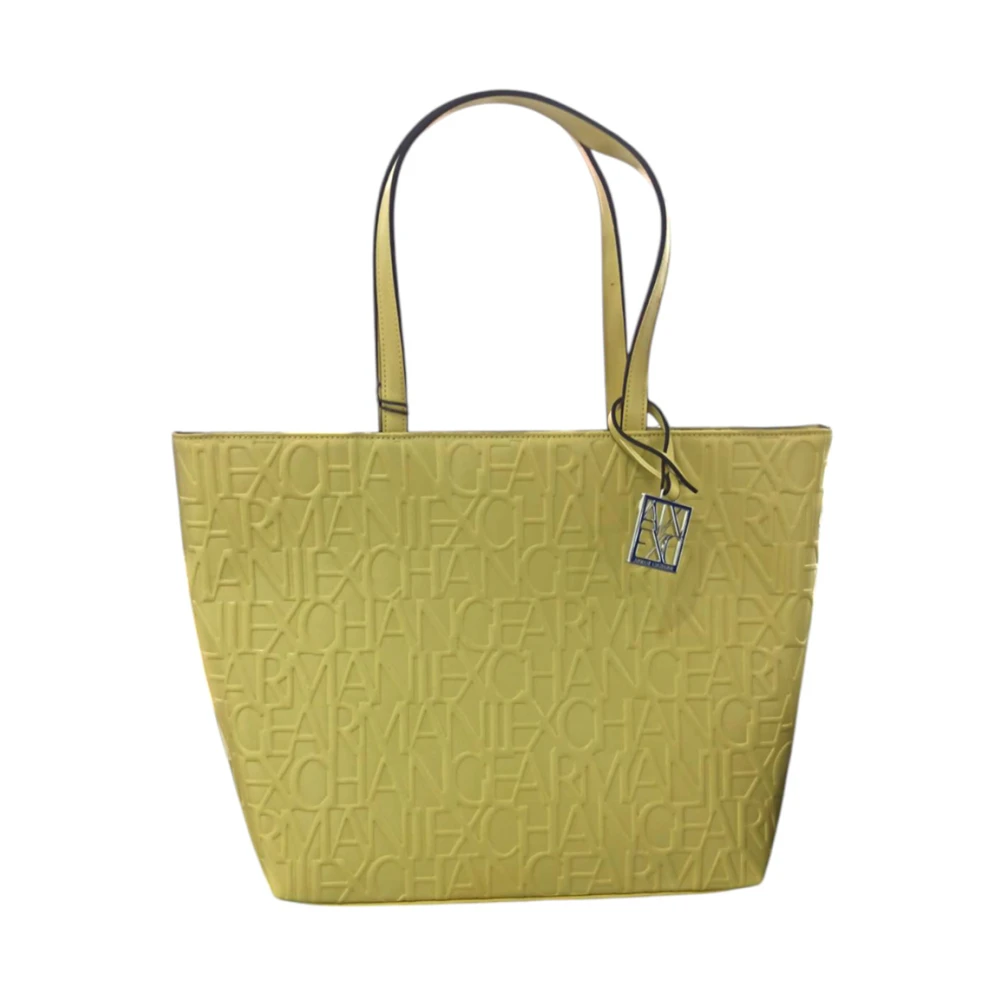 Armani Exchange Women's Yellow Shopping Bags, One Size, Shopper Bag With Charm Logo