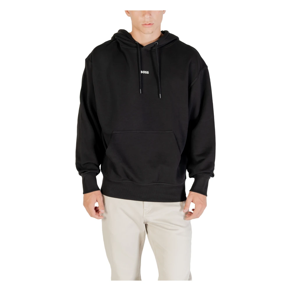 Hugo Men's Black Hoodies, Xl, Hoodie With Embroidered Logo