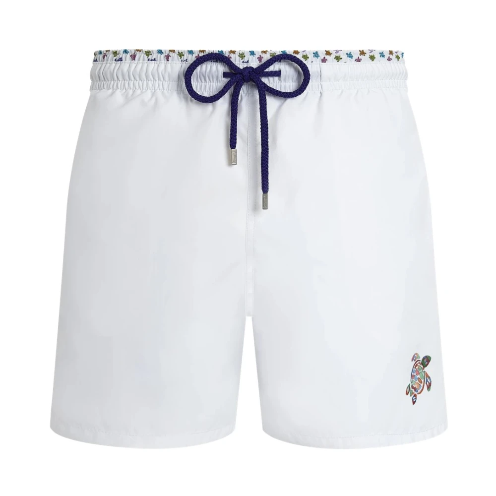 Vilebrequin White Beachwear, Male, M, Micro Ronde Des Tortues Swim Shorts