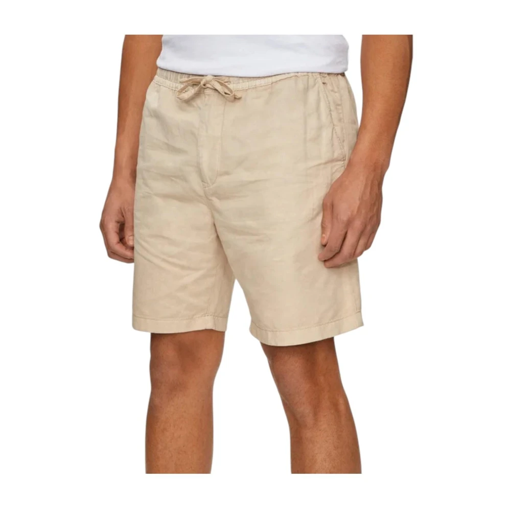 Pepe Jeans Men's Beige Relaxed Linen Smart Bermuda Shorts - Casual Shorts - W29 - Shorts