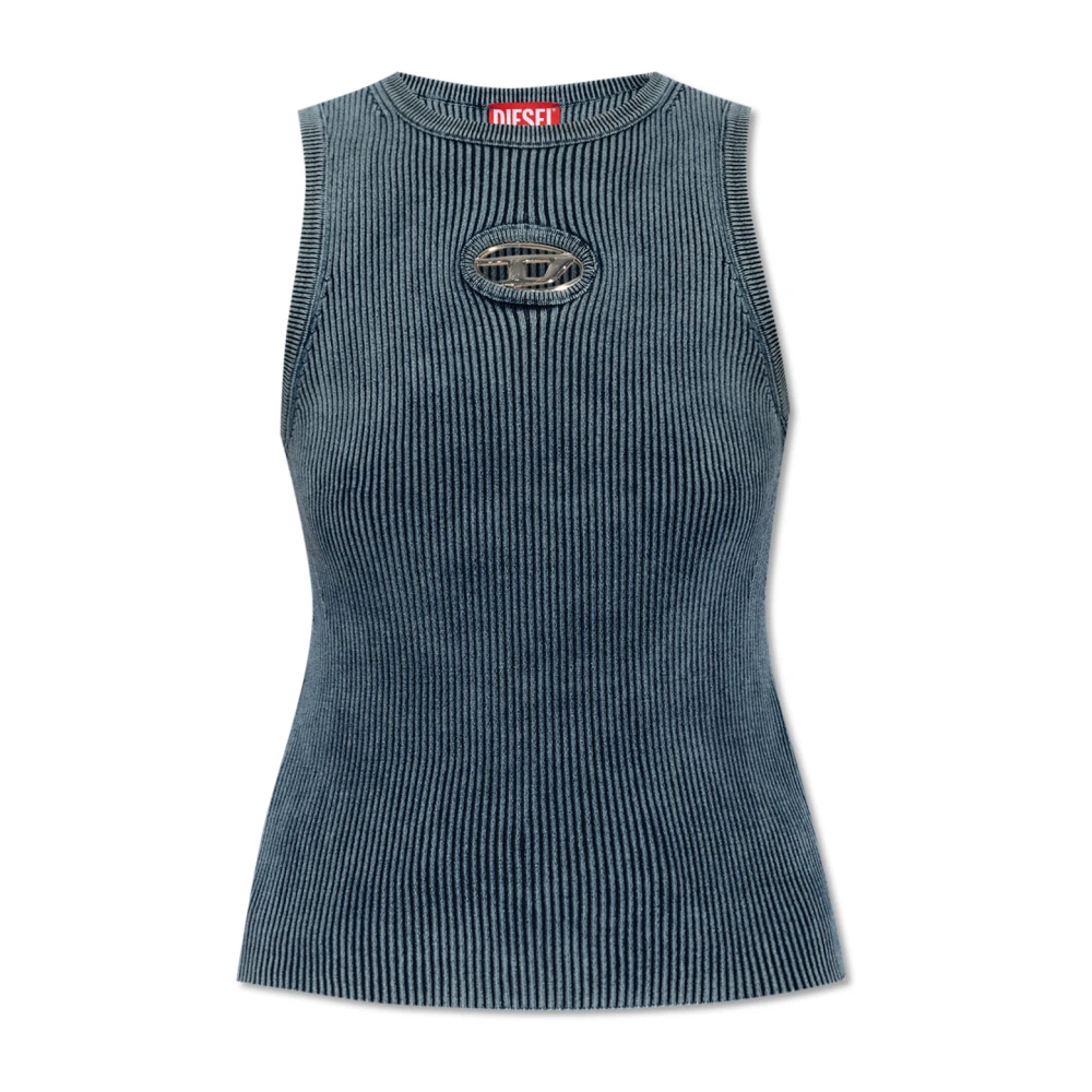 Diesel Women's Blue Sleeveless Tops,, Striped Top `M-Anchor-A-Sl` Large
