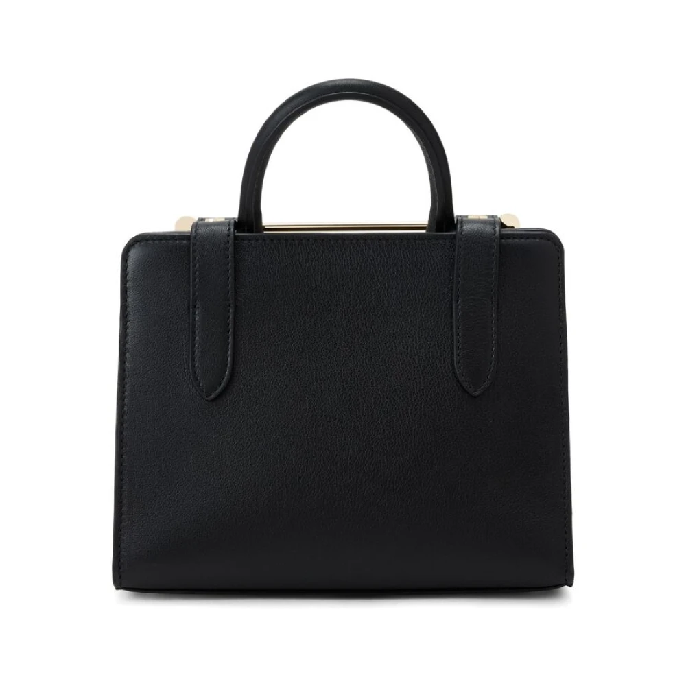 Strathberry Zwarte Leren Handtas met Goudkleurige Hardware Black Dames