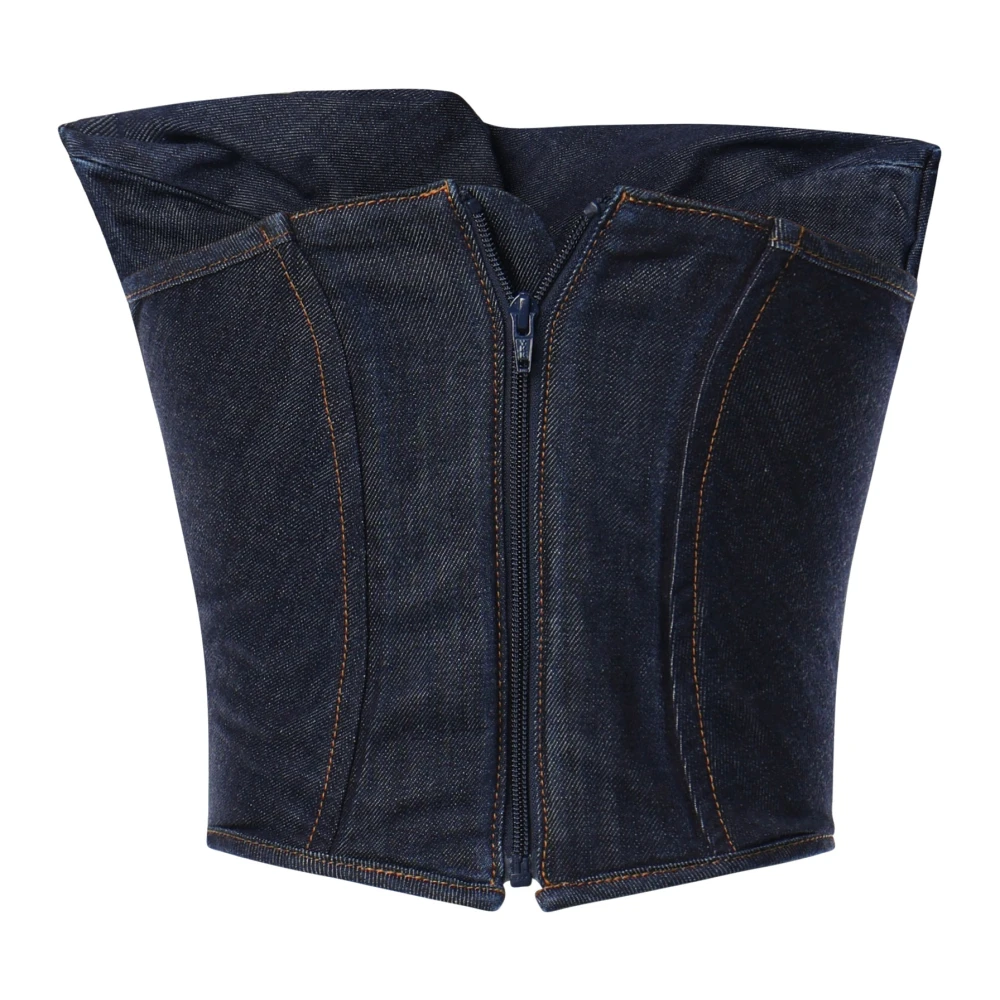 Magda Butrym Blauwe Denim Strapless Korset Top Blue Dames